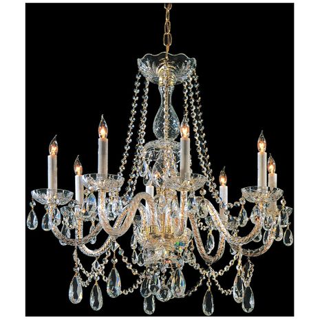 1128-PB-CL-MWP Crystorama Traditional Crystal 8 Light Hand Cut Crystal Polished Brass Chandelier