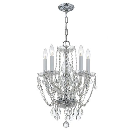 1129-CH-CL-MWP Crystorama Traditional Crystal 5 Light Hand Cut Crystal Polished Chrome Mini Chandelier