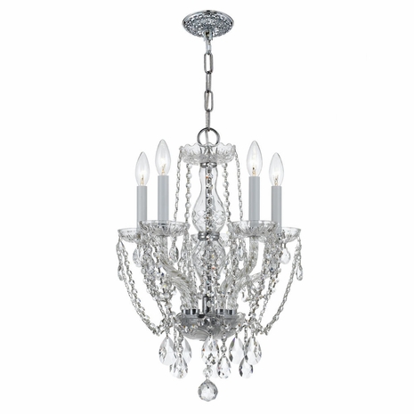 1129-CH-CL-SAQ Crystorama Traditional Crystal 5 Light Spectra Crystal Polished Chrome Mini Chandelier