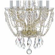 1129-PB-CL-MWP Crystorama Traditional Crystal 5 Light Hand Cut Crystal Polished Brass Mini Chandelier