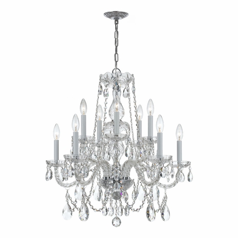 1130-CH-CL-S Crystorama Traditional Crystal 10 Light Swarovski Strass Crystal Polished Chrome Chandelier