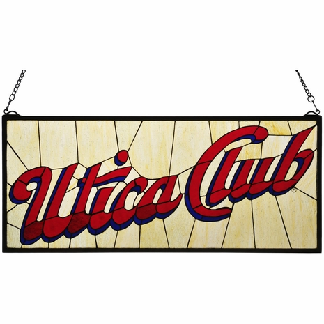 113374 Meyda Tiffany 31"W X 13"H Utica Club Stained Glass Window