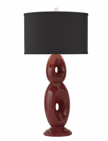 1135-ASL-2102 Thumprints Loop Red - Black Shade with Ceramic Table Lamp Painted Red Finish