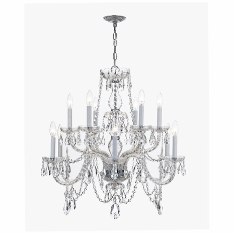 1135-CH-CL-S Crystorama Traditional Crystal 12 Light Swarovski Strass Crystal Polished Chrome Chandelier