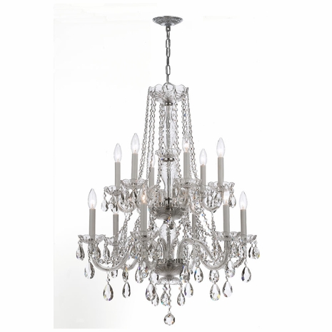 1137-CH-CL-S Crystorama Traditional Crystal 12 Light Swarovski Strass Crystal Polished Chrome Chandelier