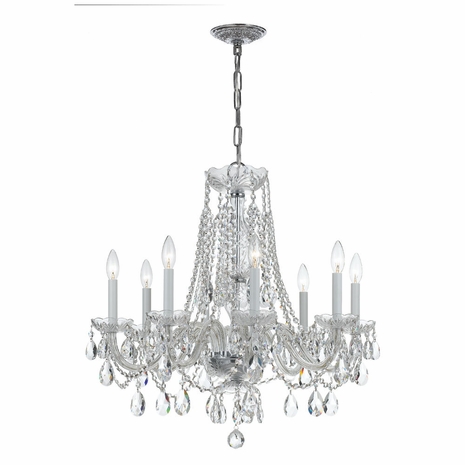 1138-CH-CL-MWP Crystorama Traditional Crystal 8 Light Hand Cut Crystal Polished Chrome Chandelier