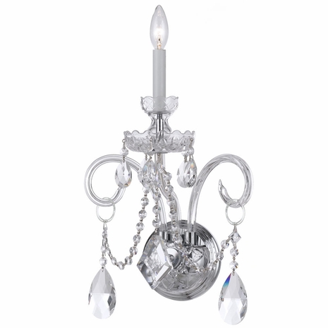 1141-CH-CL-S Crystorama Traditional Crystal 1 Light Swarovski Strass Crystal Polished Chrome Sconce