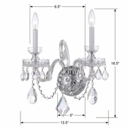 1142-CH-CL-S Crystorama Traditional Crystal 2 Light Swarovski Strass Crystal Polished Chrome Sconce