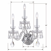 1143-CH-CL-SAQ Crystorama Traditional Crystal 3 Light Spectra Crystal Chrome Sconce