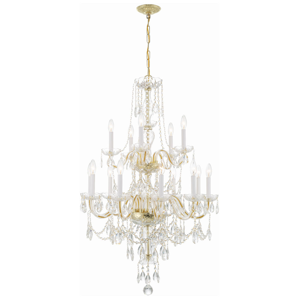 Crystorama - 1155-PB-CL-MWP - 15 Light Chandelier - Traditional Crystal - Polished Brass, image size:1000x1000
