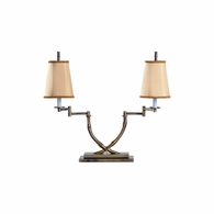 1158 Wildwood Solid Brass Antique Patina Crossed Bamboo Desk Lamp