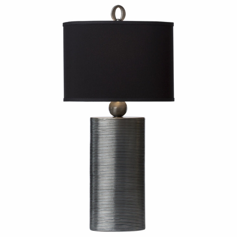 1164-ASL-2121 Thumprints Reflection Table Lamp - Pewter Finish and Black Silk Hardback Shade