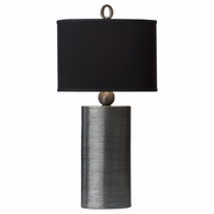 1164-ASL-2121 Thumprints Reflection Table Lamp - Pewter Finish and Black Silk Hardback Shade