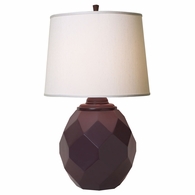 1168-ASL-2124 Thumprints Jewel- Eggplant  Cast Metal Table Lamp in Satin Eggplant with White Silk Hardback Shade