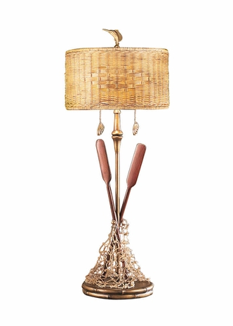 11699 Wildwood Lamps Everything Nautical Lamp with Handmade and Hand Painted Wood with Rattan