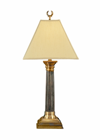 117 Wildwood Lamps Weathered Bronze Column Lamp with Hand Finished Solid Brass