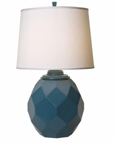 1170-ASL-2124 Thumprints Jewel Table Lamp - Satin Teal Finish and White Silk Hardback Shade