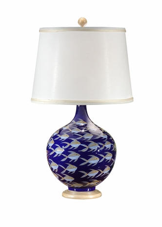 11833 Wildwood Lamps Fishin'Line Lamp with Hand Painted Porcelain