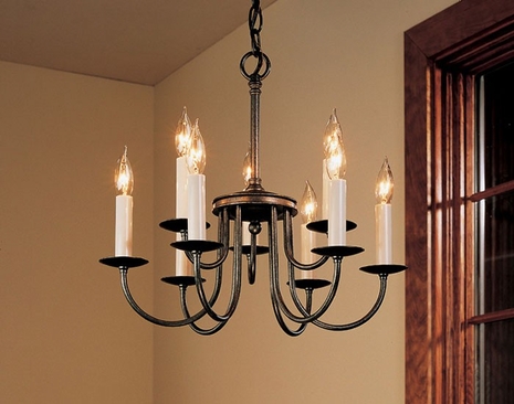 12-2090-05-R Hubbardton Forge Nine-Arm, Two-Tier Wrought Iron Chandelier (Return Product)