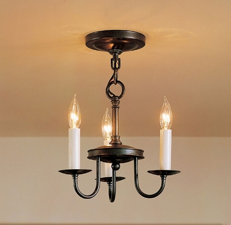 12-2130 Hubbardton Forge Three-Arm Wrought Iron Foyer Light (CLEARANCE ITEM)