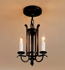 12-3130-03-R Hubbardton Forge Three-Arm Wrought Iron Foyer Light (Return Product)