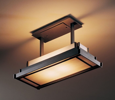 12-3719-20-B417-D Hubbardton Forge Steppe Wrought Iron Semi-Flush Prairie Drop Rectangle Display Light