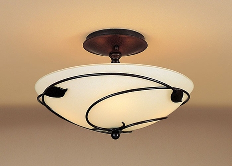 12-6712 Hubbardton Forge Leaf Collection Wrought Iron Semi-Flush