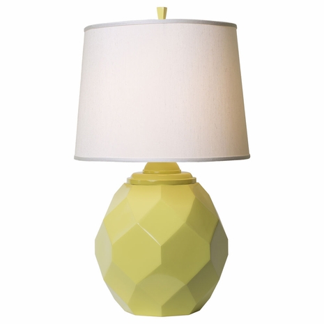 1205-ASL-2124 Thumprints Jewel - Chartreuse  Cast Metal Table Lamp in Satin Chartreuse with White Silk Hardback Shade