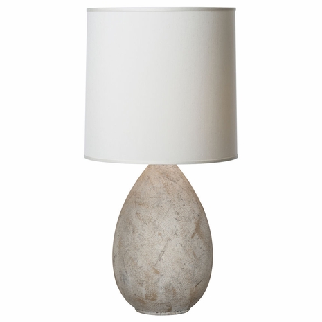 1217-ASL-2123 Thumprints Limestone Table Lamp in Natural Textured  with White Silk Hardback Shade