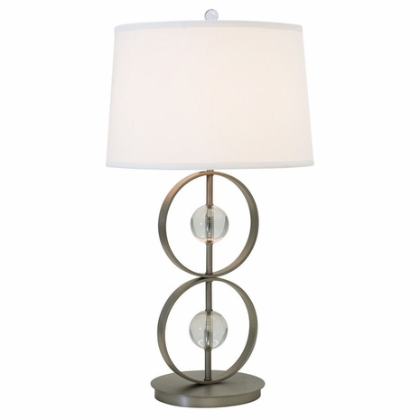 1241-ASL-2101 Thumprints Lake Shore Metal Table Lamp in Satin Pewter with White Linen Hardback Shade