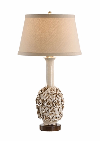 12529 Wildwood Lamps Delicate White Roses Lamp