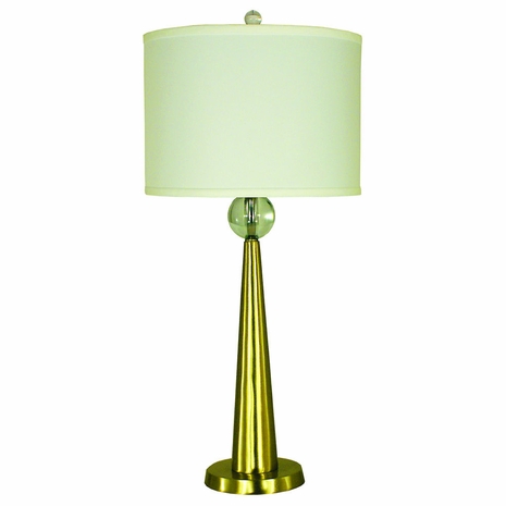1253-ASL-2134 Thumprints Vesuvius Metal Table Lamp in Brushed Brass with White Silk Hardback Shade