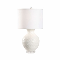 12577 Cheryl Luckett 26in. Ceramic Venise Lamp - White with Silkette Shade and Clear Finish