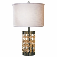 1258-ASL-2072 Thumprints Naomi - Table Metal Table Lamp in Mahogany Bronze with White Linen Hardback Shade