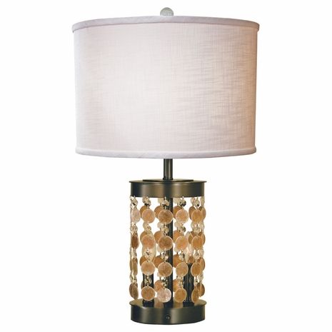 1258-ASL-2072 Thumprints Naomi - Table Metal Table Lamp in Mahogany Bronze with White Linen Hardback Shade