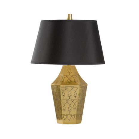 12583 Cheryl Luckett 27.5in. Brass Writings On the Wall Lamp with Silkette Shade and Antique Finish
