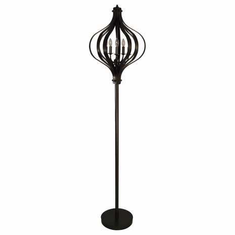 1263-ASL-2178 Thumprints Priscilla Metal Floor Lamp in Mahogany Bronze with Metal Shade