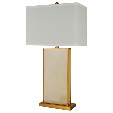 1277-ASL-2190 Thumprints Grecian Textured Acrylic Table Lamp in Ivory / Satin Brass with Off White Shantung Silk Shade