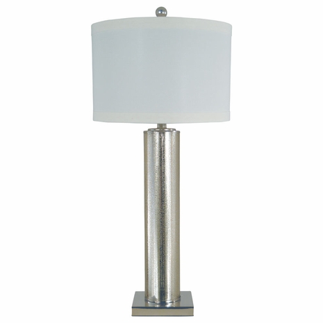 1282-ASL-2193 Thumprints Genesis Mercury Glass Table Lamp in Mercury Glass / Polished Nickel with Natural Linen Shade