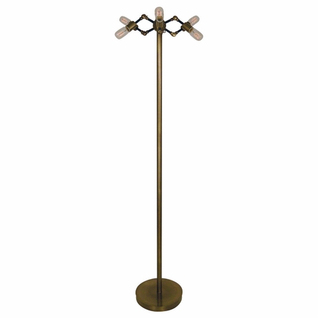 1286-ASL-2195 Thumprints Felix - Floor Metal Floor Lamp in Antique Brass / Matte Black with Metal Shade