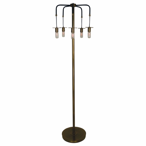 1287-ASL-2196 Thumprints Juliette - Floor Metal Floor Lamp in Antique Brass / Matte Black with Metal Shade