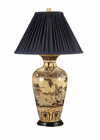 13012 Wildwood Lamps "Welcome To My World" Lamp with Hand Painted on Porcelain with Antique Patina