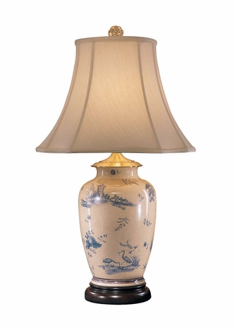 14009 Wildwood Lamps Mount Vernon Toile Lamp with Handpainted Kutani Stoneware