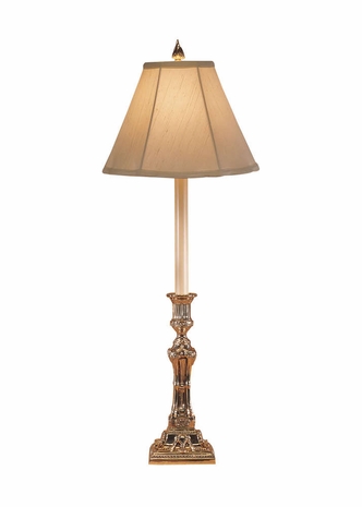 14021 Wildwood Solid Brass Polished Ram's Head Candlestick Lamp