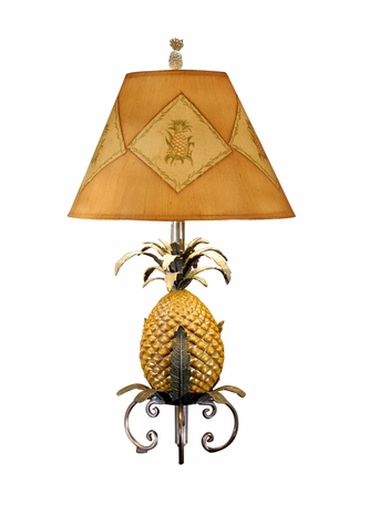 14088 Wildwood Mount Vernon Pineapple Lamp with Hand Finished Iron and Faux Wood from a Rare Book At Washington's Home