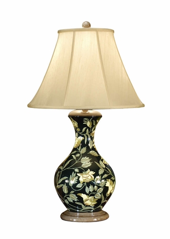 14104 Wildwood Lamps French Floral Lamp with Hand Painted Lacquer on Porcelain