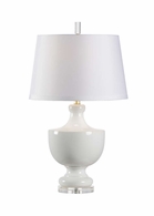 14194 Wildwood 30in. Porcelain Gate Finial Lamp - Snow with Silkette Shade and Snow Glaze/Clear Finish