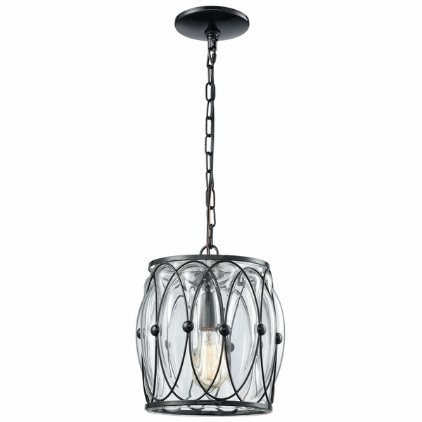 14520/1 ELK Lighting Adriano 1Light Mini Pendant In Gloss Black With