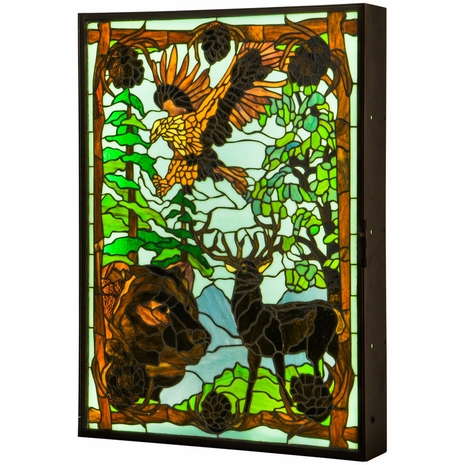 149464 Meyda Tiffany 26"W Wilderness Dual Sided LED Window Box