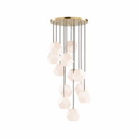 15303 Denise Mcgaha 45in. Metal/Fabric/Glass Indicus Chandelier with Antique Brass/Black/White Finish